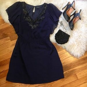 Navy blue cocktail dress with sequins